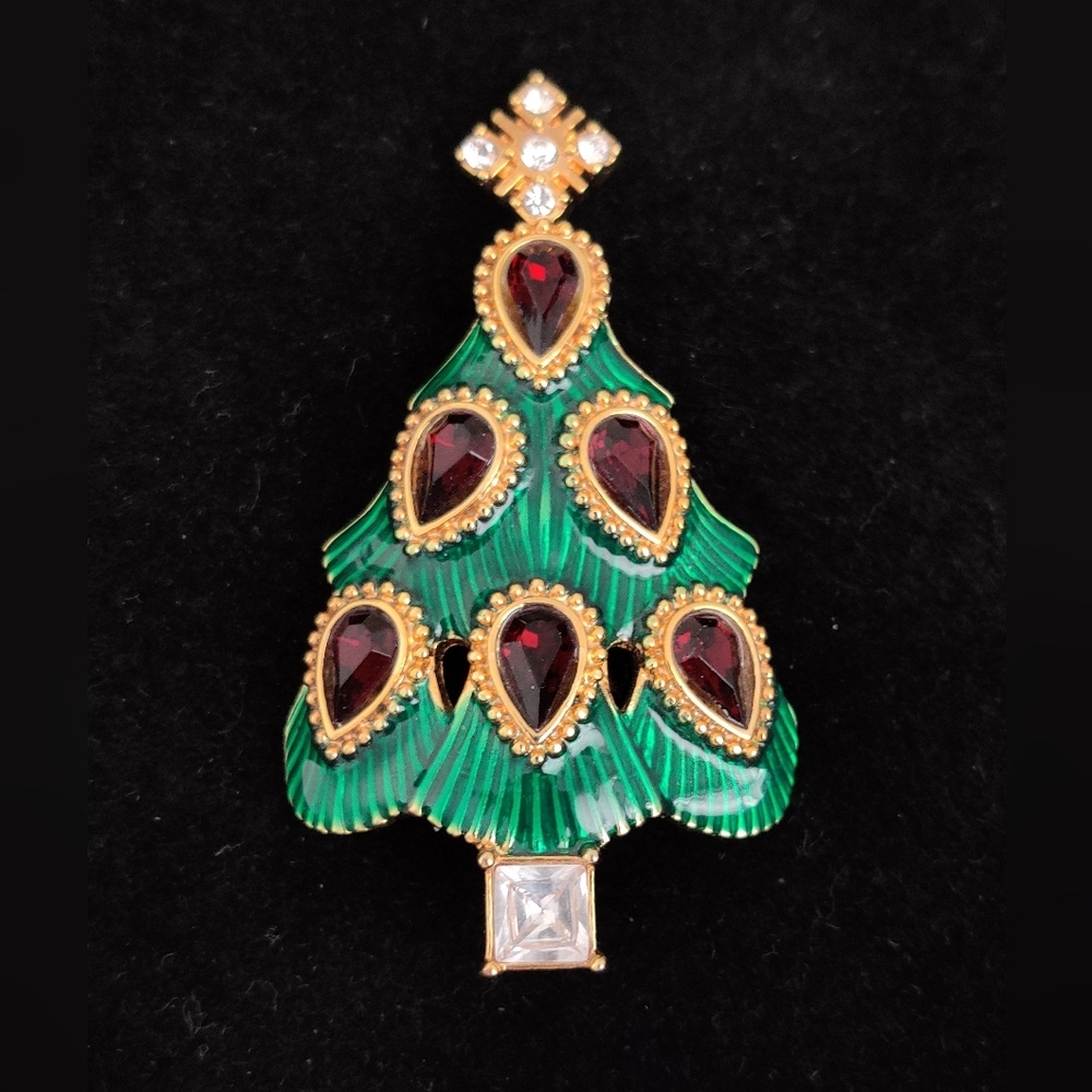 Vintage Signed Monet Christmas Tree Brooch